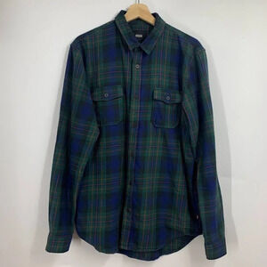 Globe Men's Plaid Cotton Flannel Button Up Long Sleeve Shirt‎ Size M